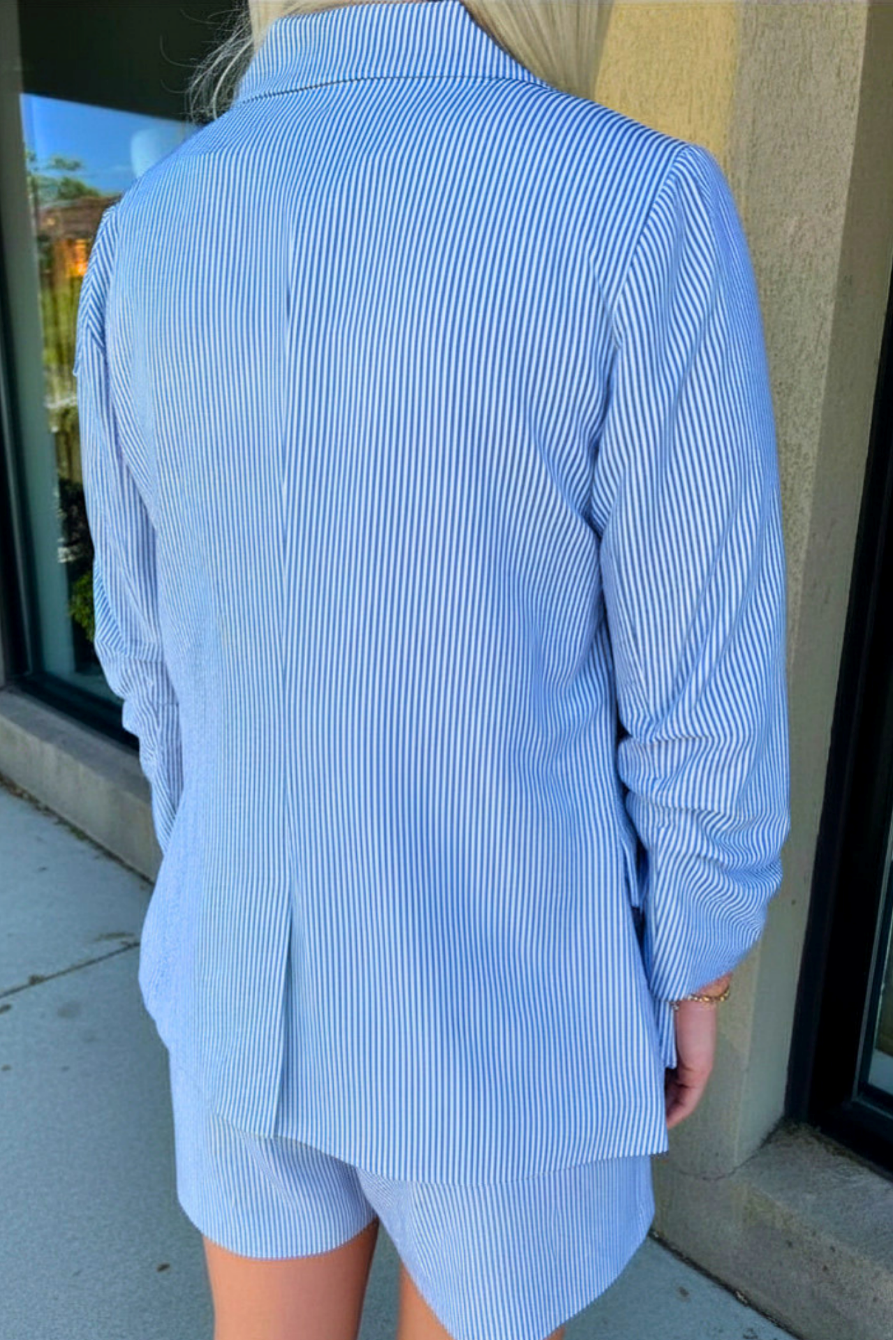 Stripe Shirred Blazer and Short Set