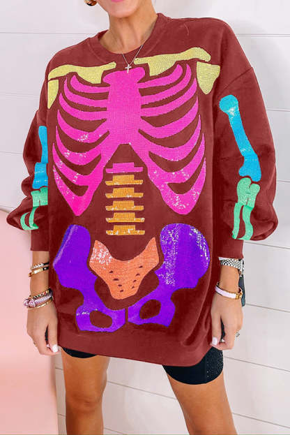 Rainbow Skeleton Sweatshirt Dress