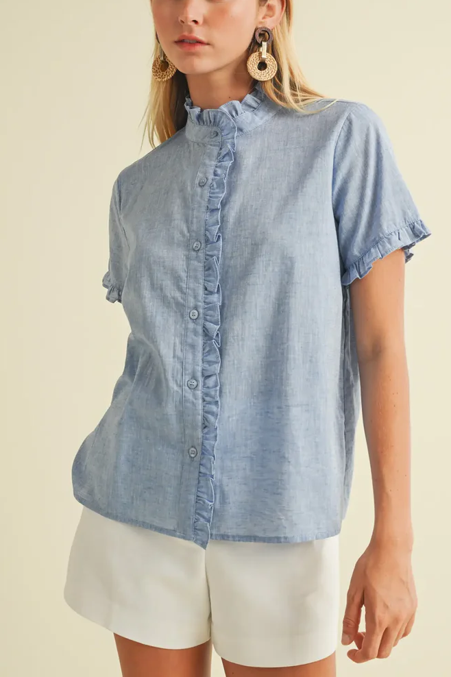 The Ruffle Trim Button Up Shirt