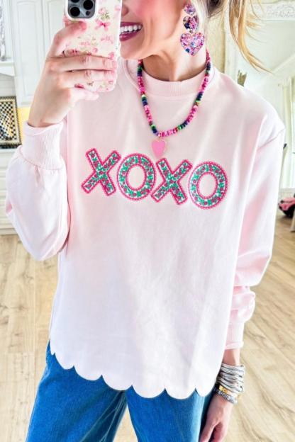 Pink XOXO Floral Sweatshirt