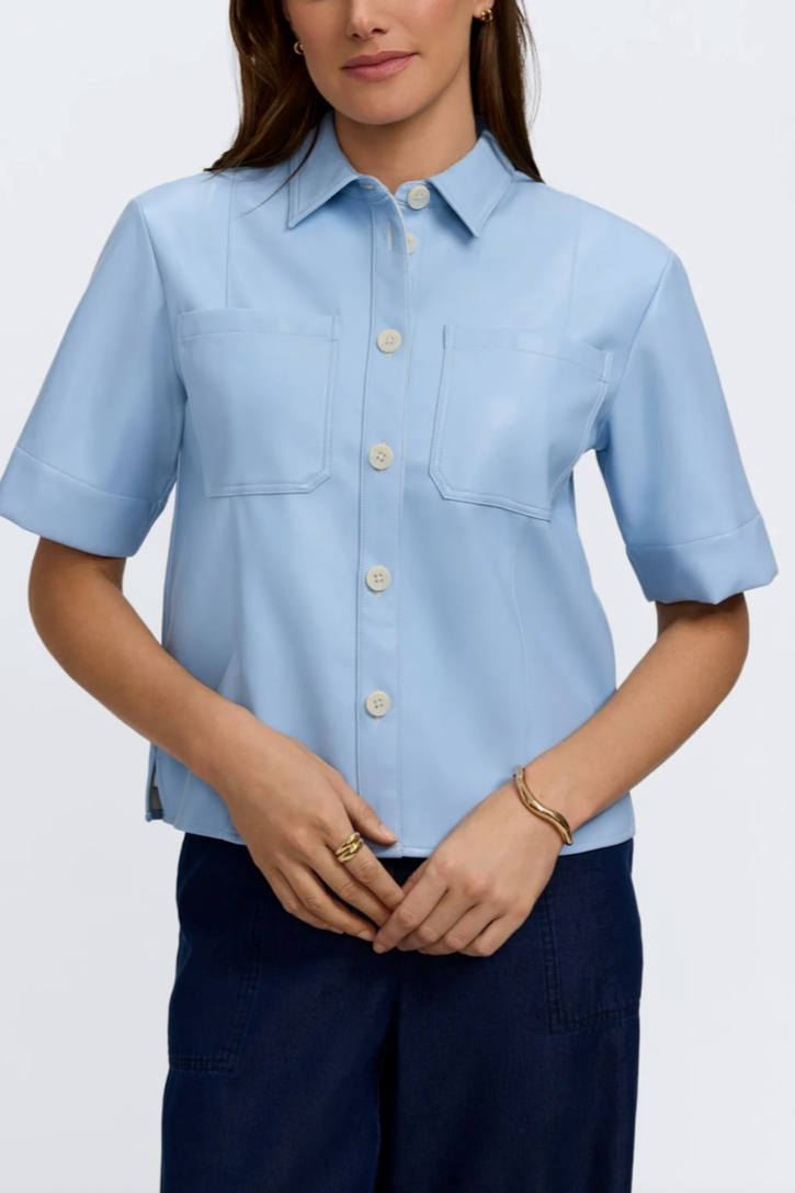 Vegan Leather Elbow Sleeve Shirt Jacket