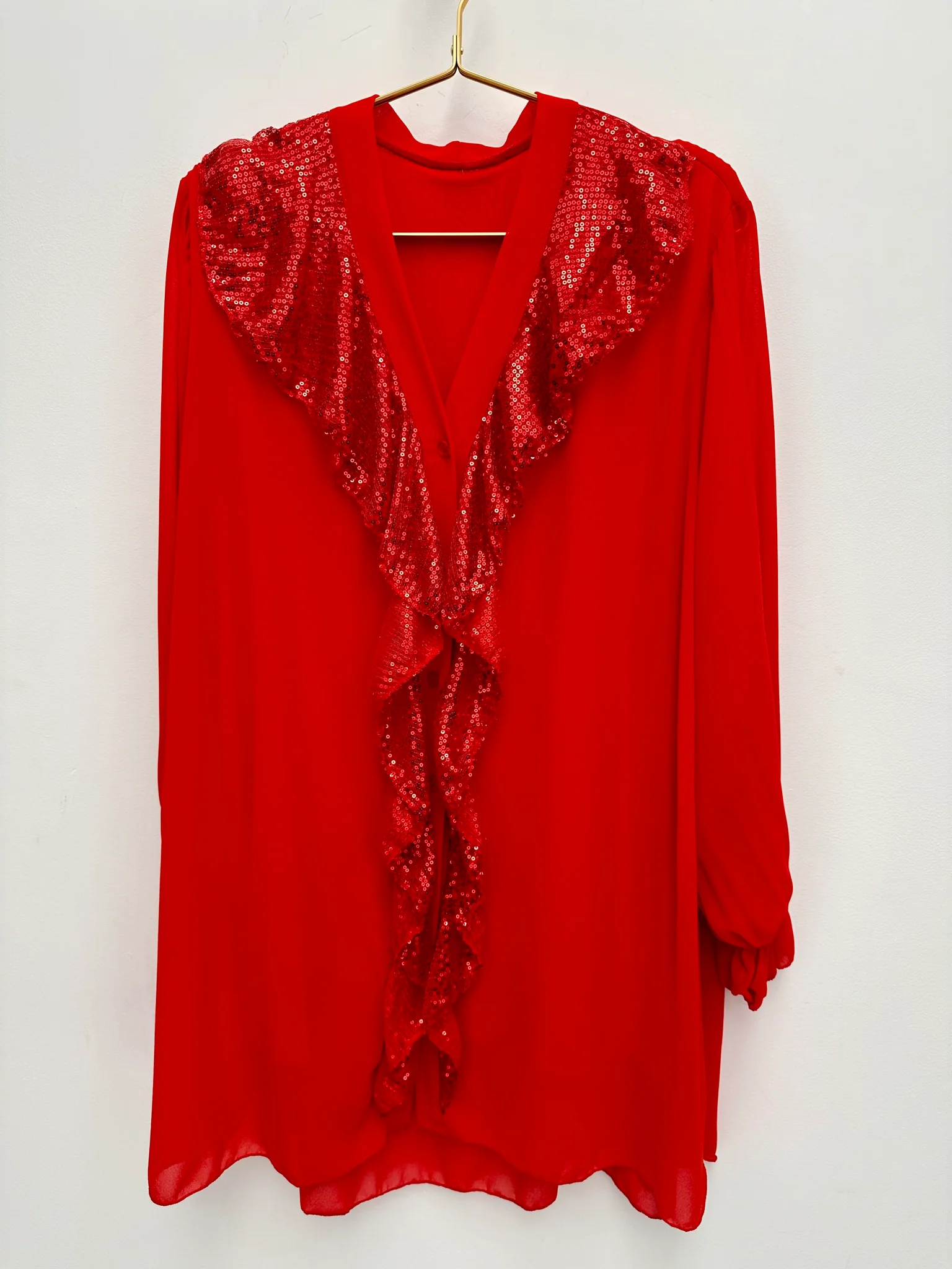 Shimmering Ruffle Loose Top