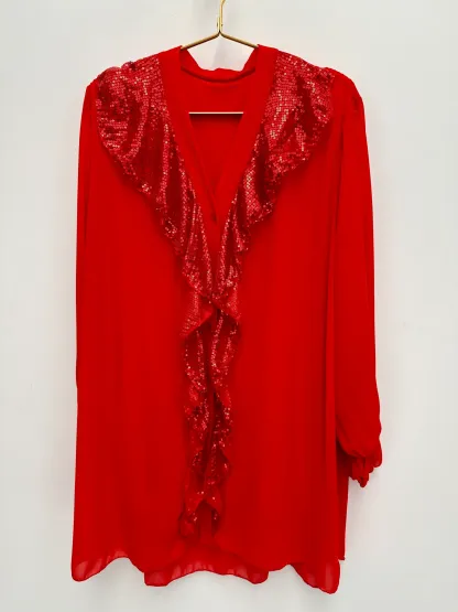 Shimmering Ruffle Loose Top