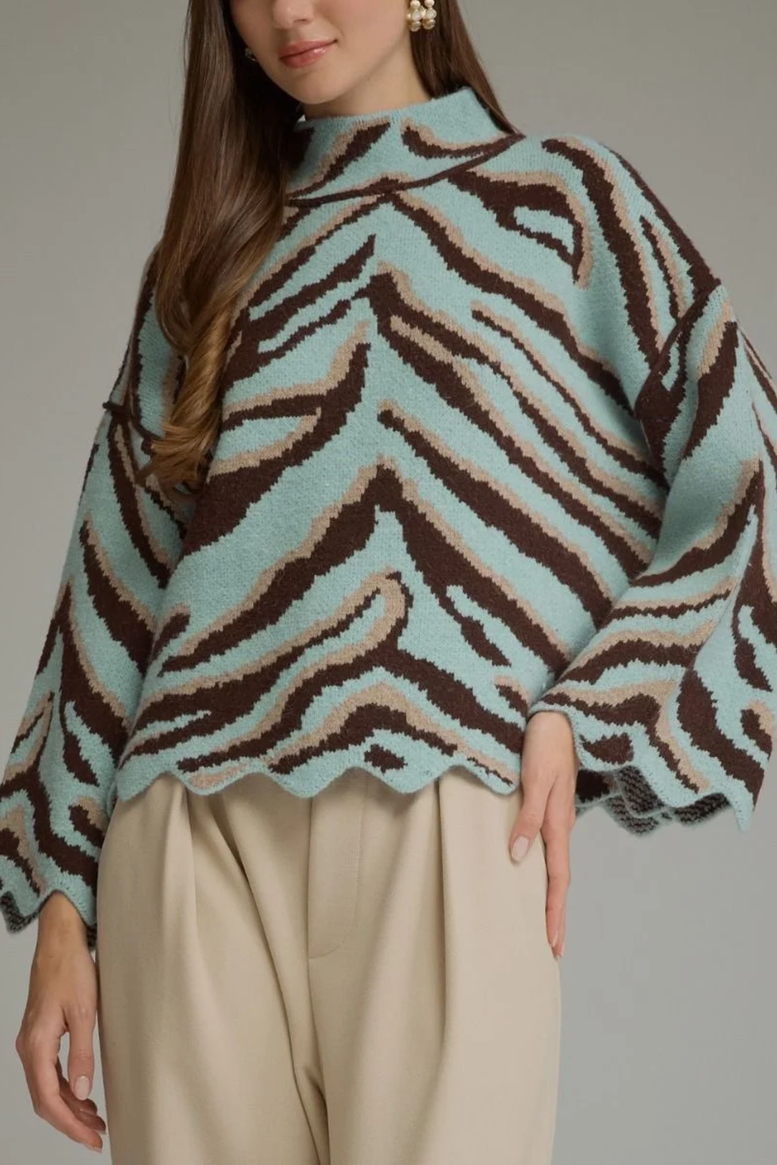 Ansley Animal Mock Neck Sweater