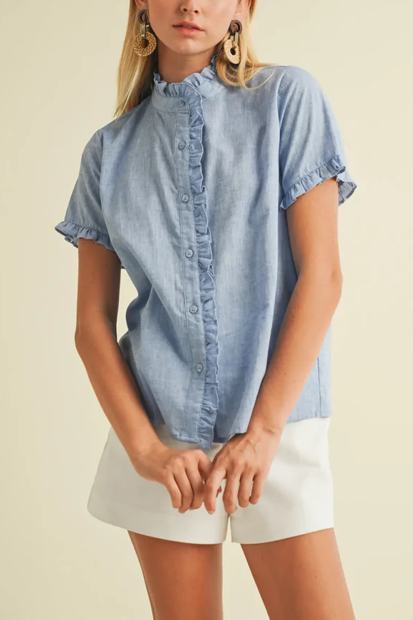 The Ruffle Trim Button Up Shirt