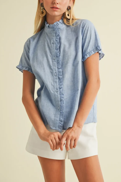 The Ruffle Trim Button Up Shirt