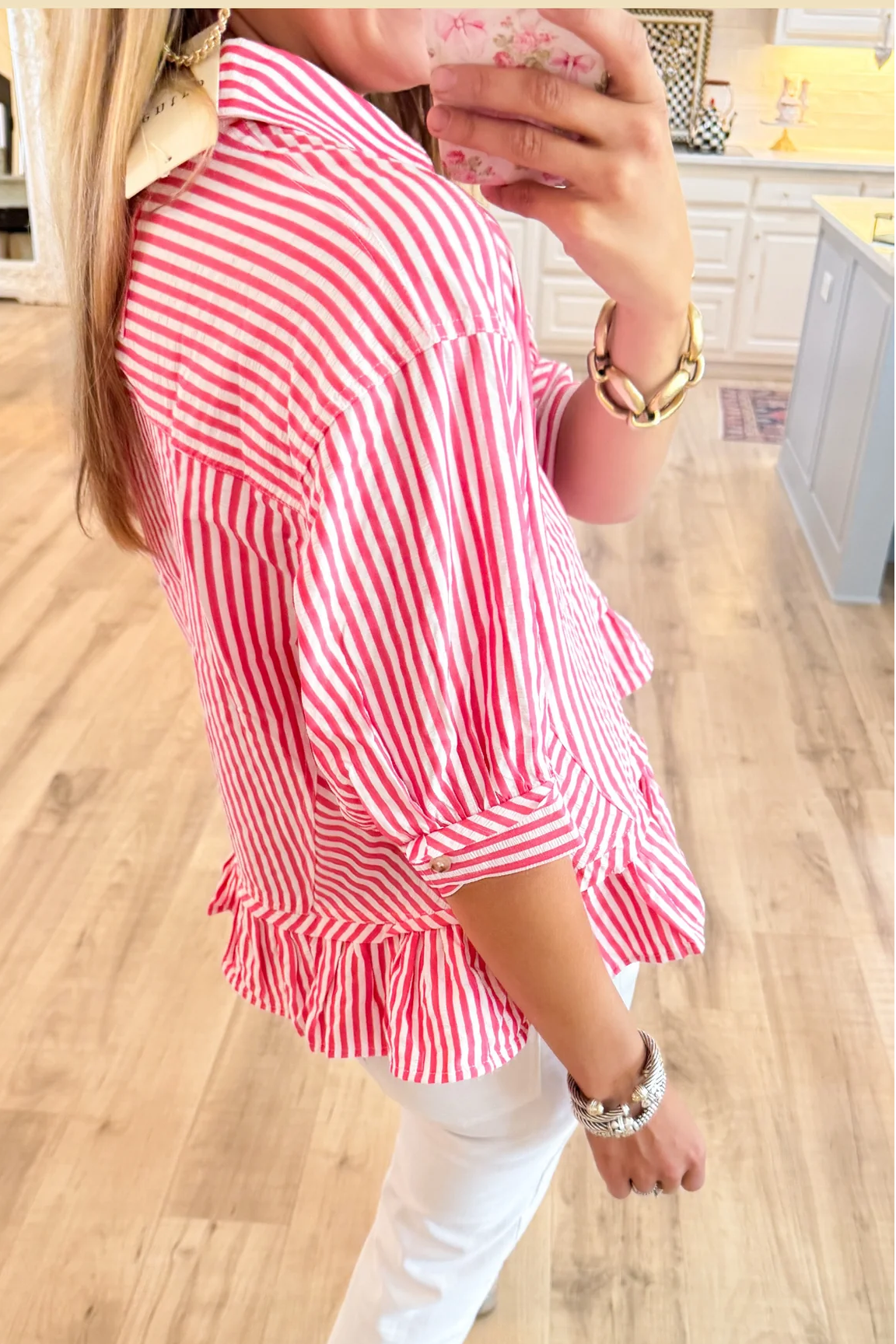 Stripe Ruffle Hem Top