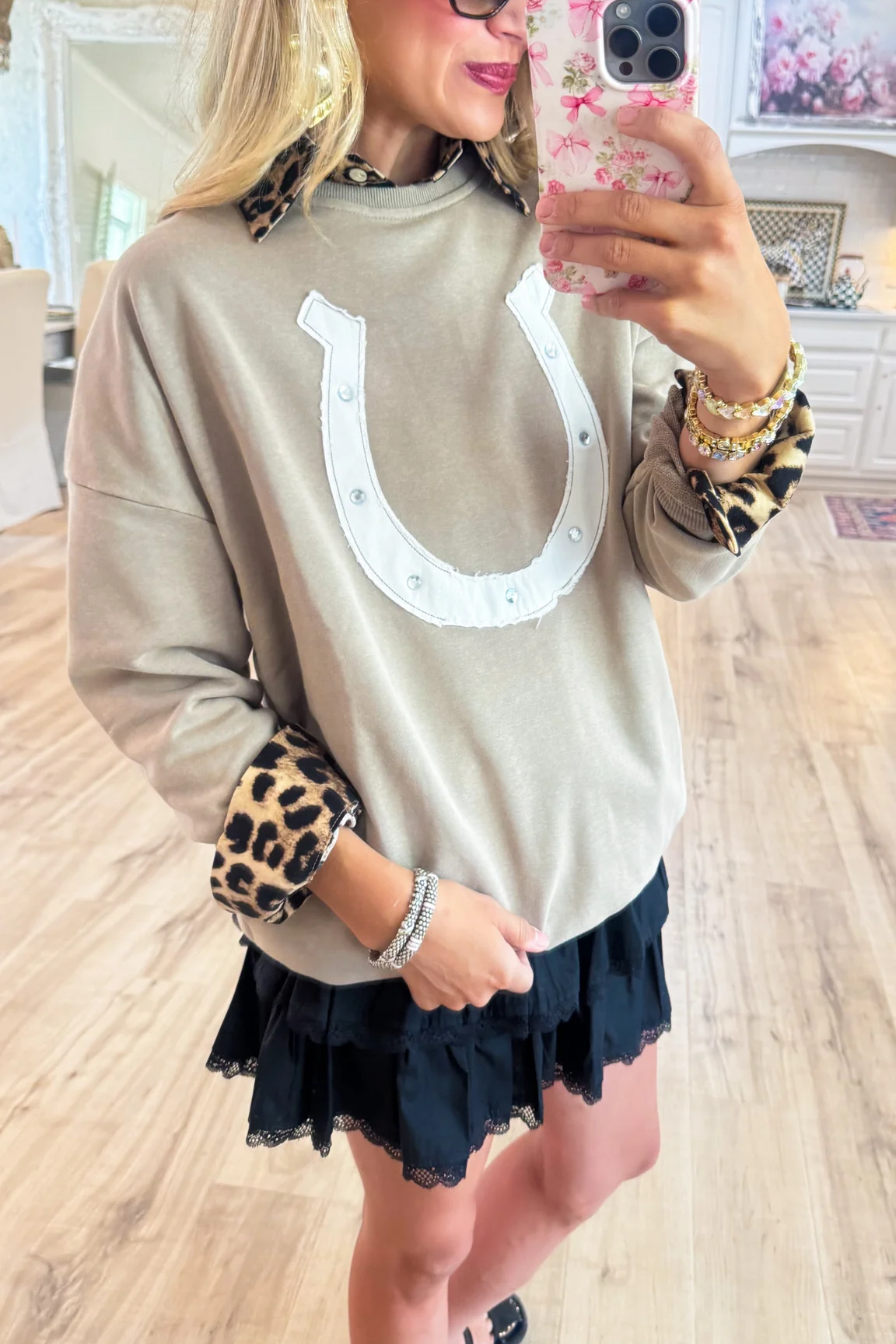 Taupe Horseshoe Pullover Top