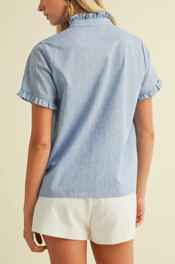 The Ruffle Trim Button Up Shirt