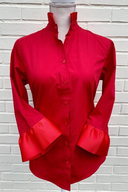 Poplin Ribbon Trim Blouse