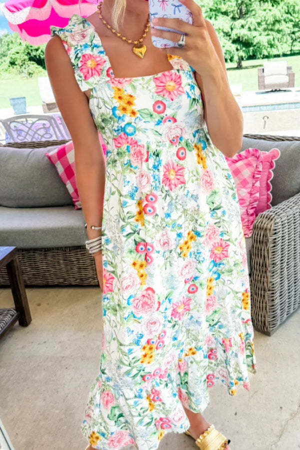 White Multi Floral Maxi Dress