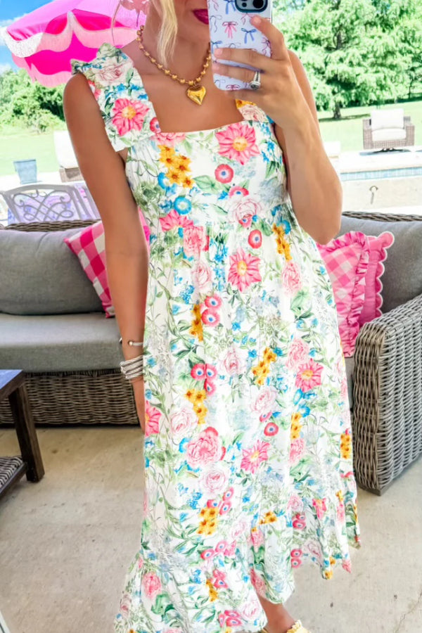 White Multi Floral Maxi Dress