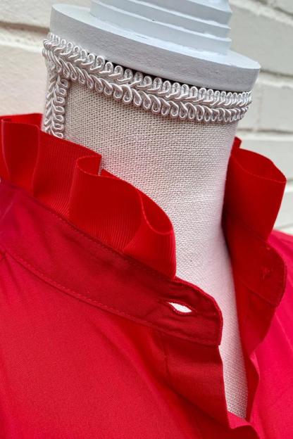 Poplin Ribbon Trim Blouse