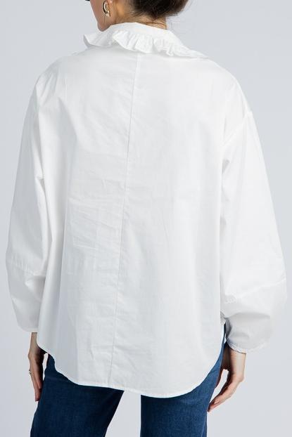 High Collar Elegant Wide Sleeves Shirt