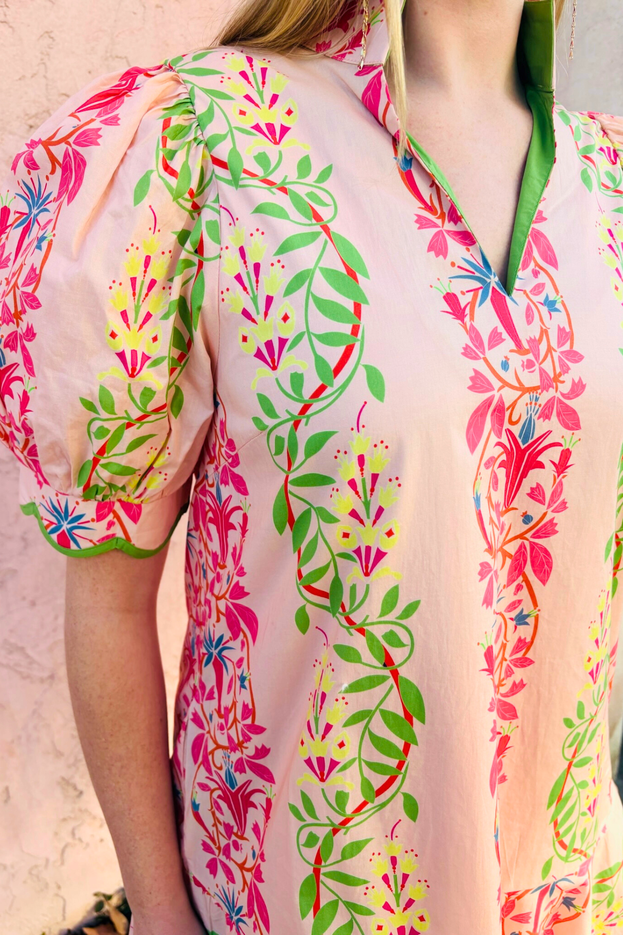 Floral Vines Scalloped Dress