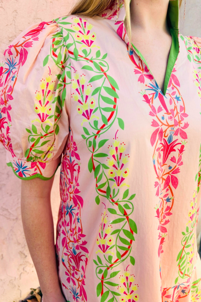 Floral Vines Scalloped Dress