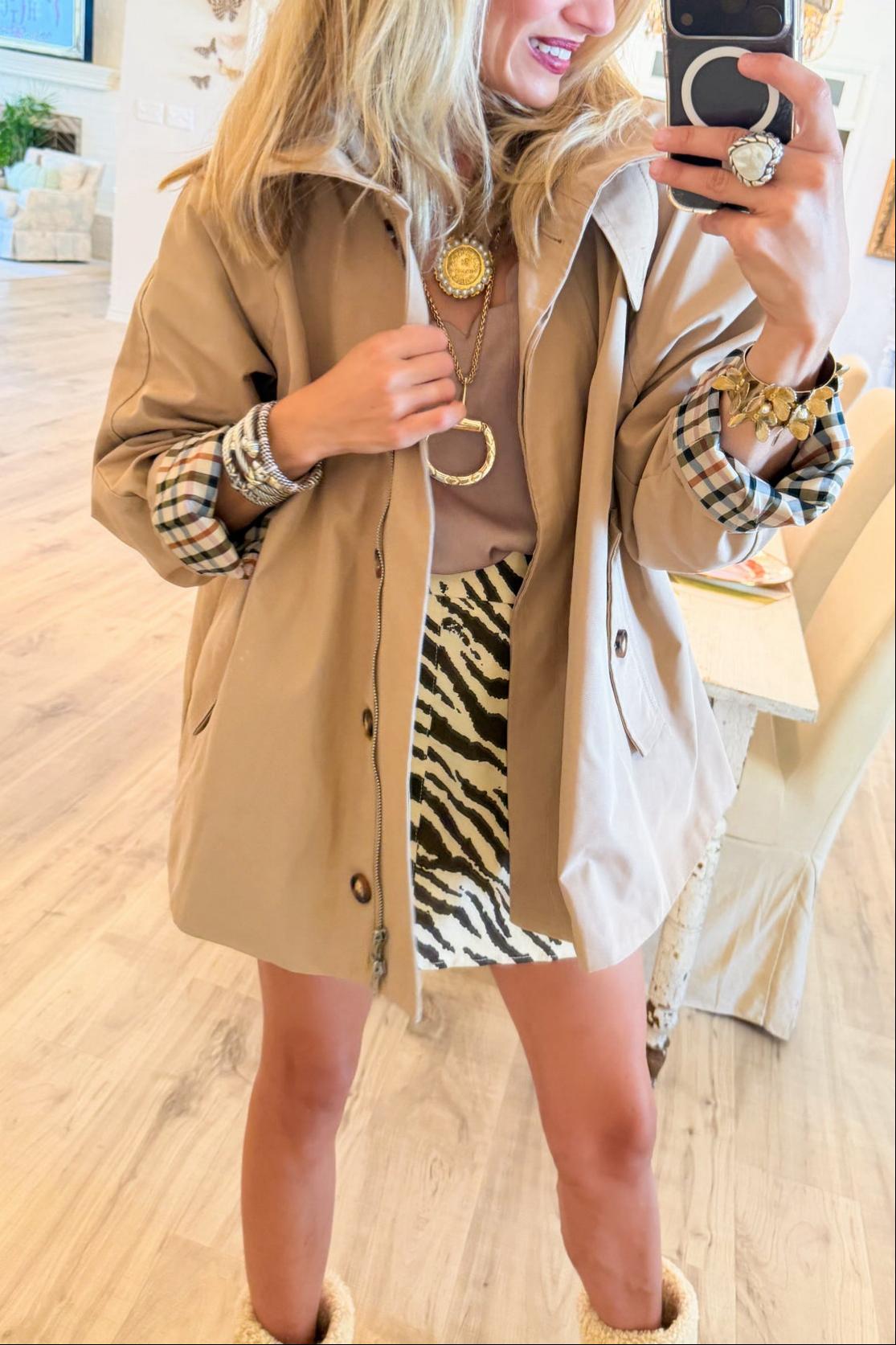 Khaki A Line Trench Coat