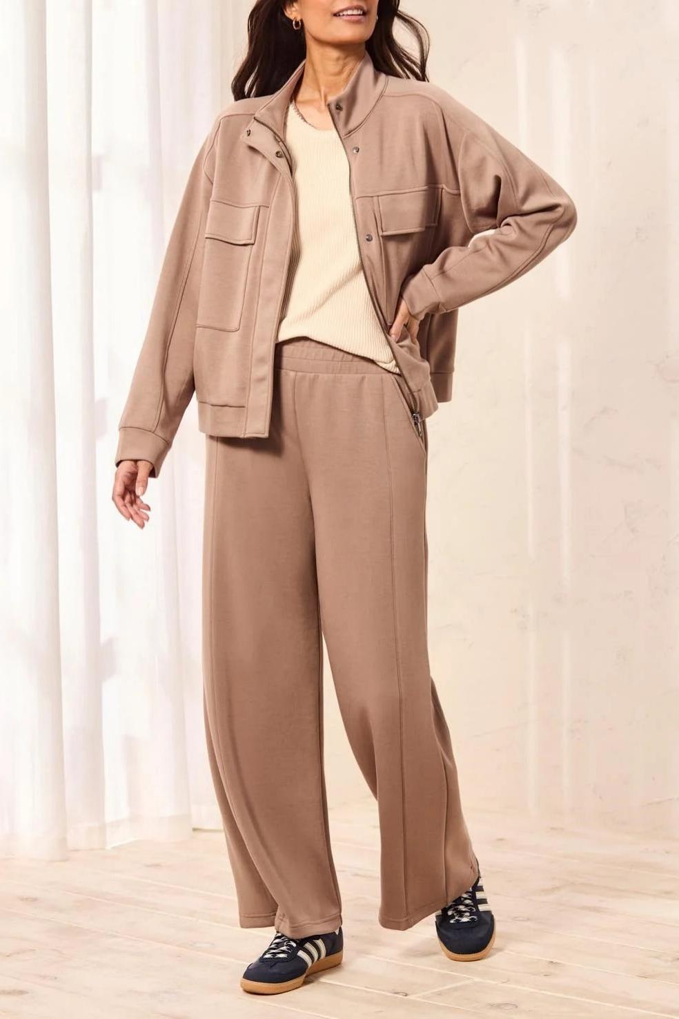 Luxurious Knit Wide-Leg Pants Two-Piece Set