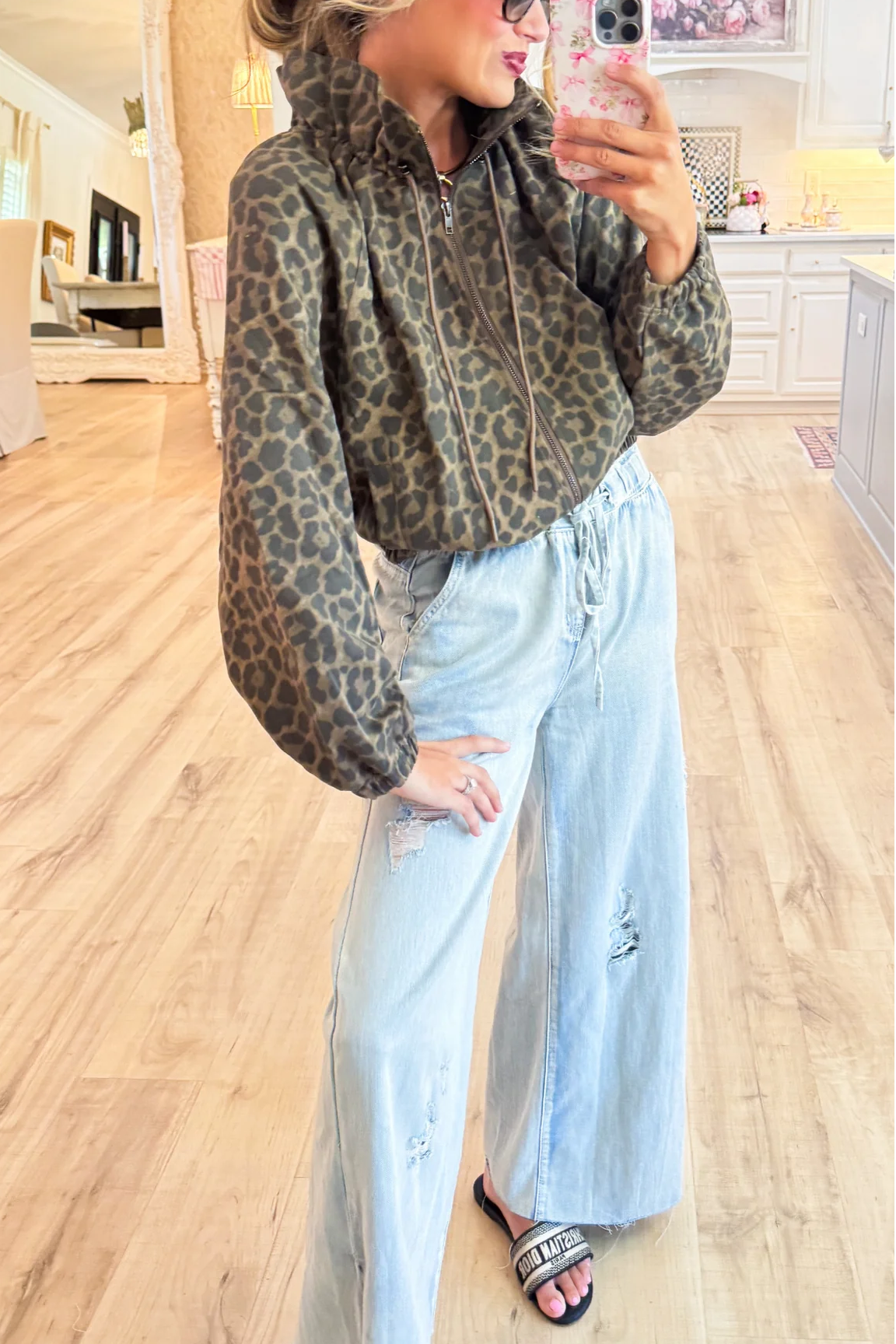 Chocolate Leopard Zip Up Jacket