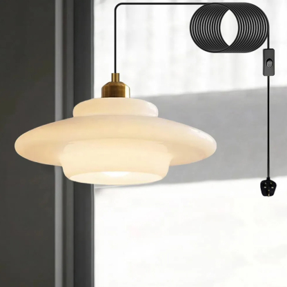 Mid Century Milk White Glass Pendant Hanging Light