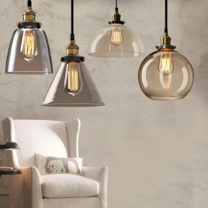 Nordic Simple Clear Glass Bedside Pendant Lighting