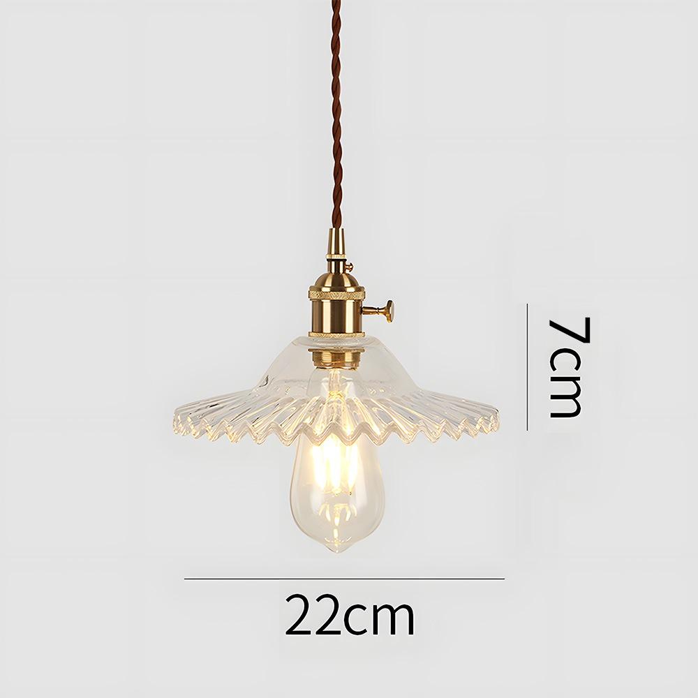 Vintage Elegant Pleated Glass Pendant Light For Living Room