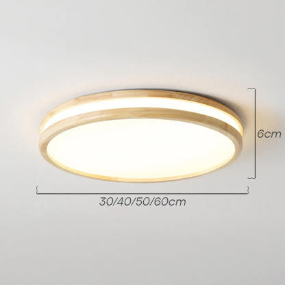 Rustic Wood Round Bedroom LED Ceiling Light