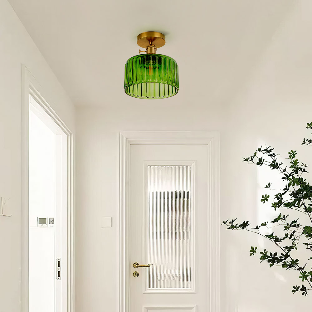 Green Industrial Vintage Glass Ceiling Light