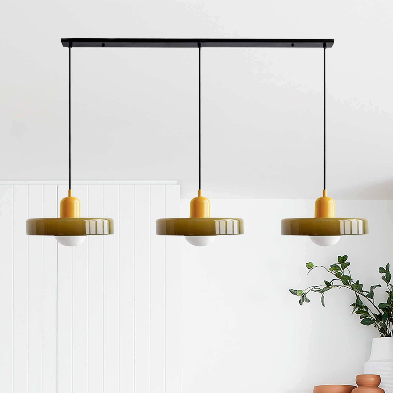 3 Heads Minimalism Art Decor Glass Pendant Light For Kitchen