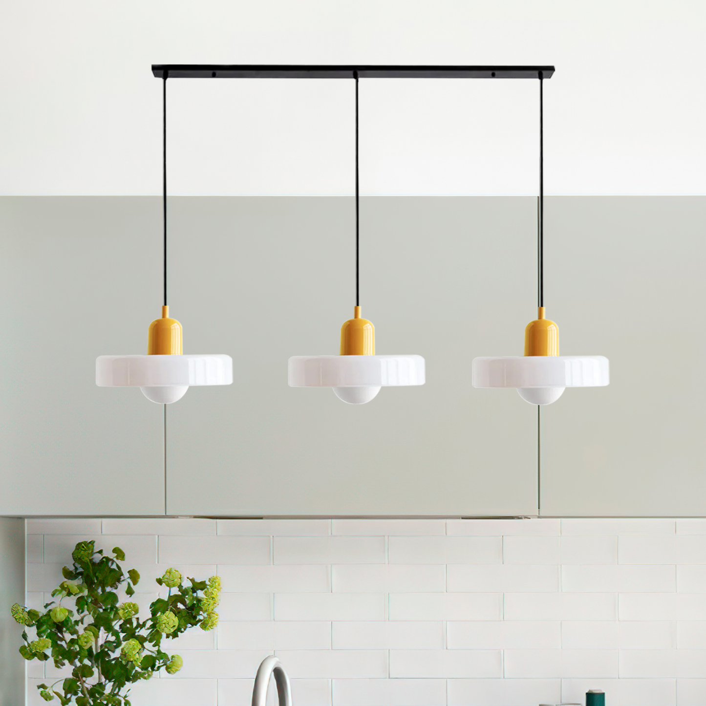 3 Heads Minimalism Art Decor Glass Pendant Light For Kitchen