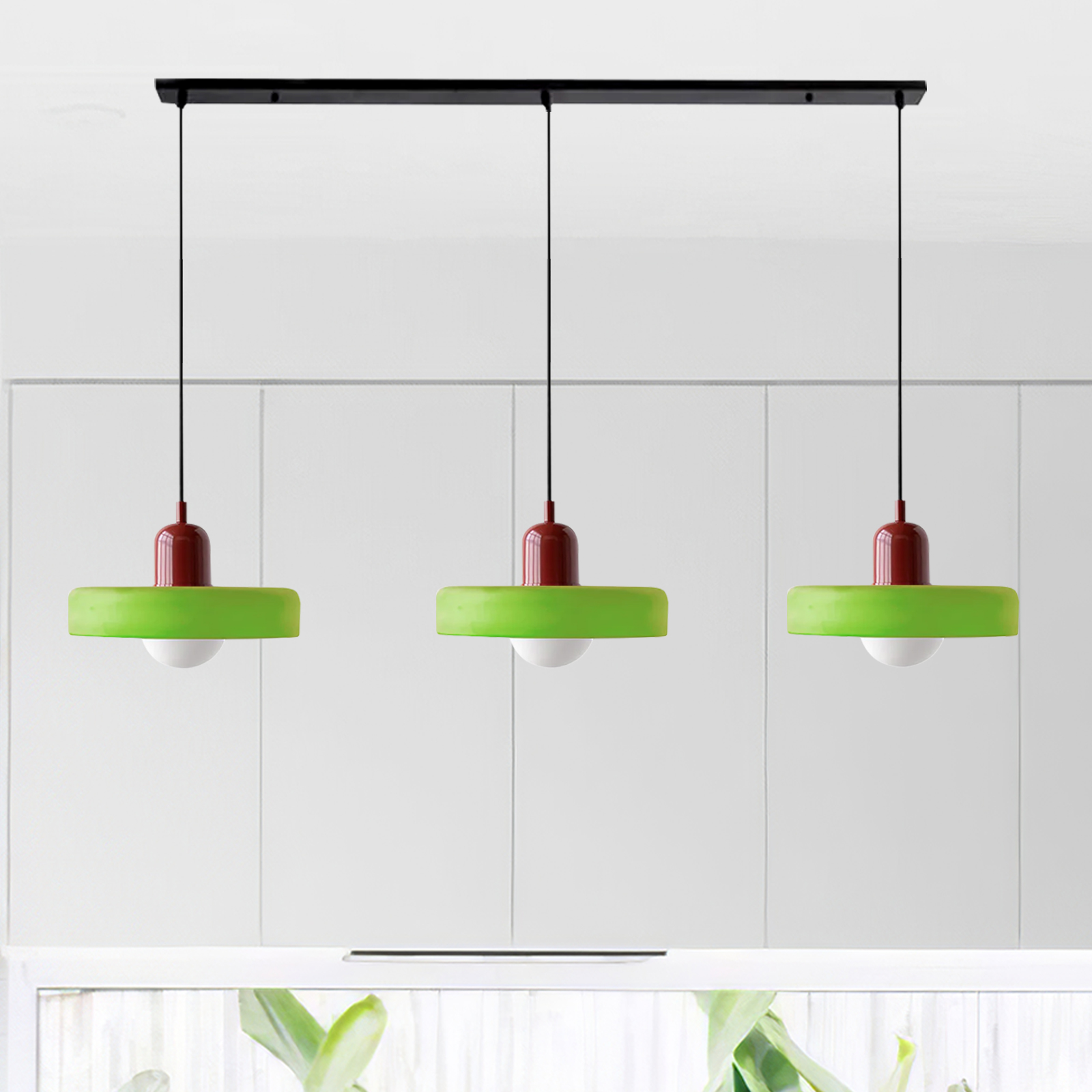 3 Heads Minimalism Art Decor Glass Pendant Light For Kitchen