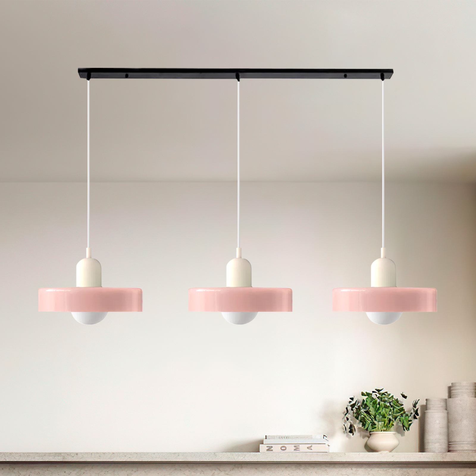 3 Heads Minimalism Art Decor Glass Pendant Light For Kitchen