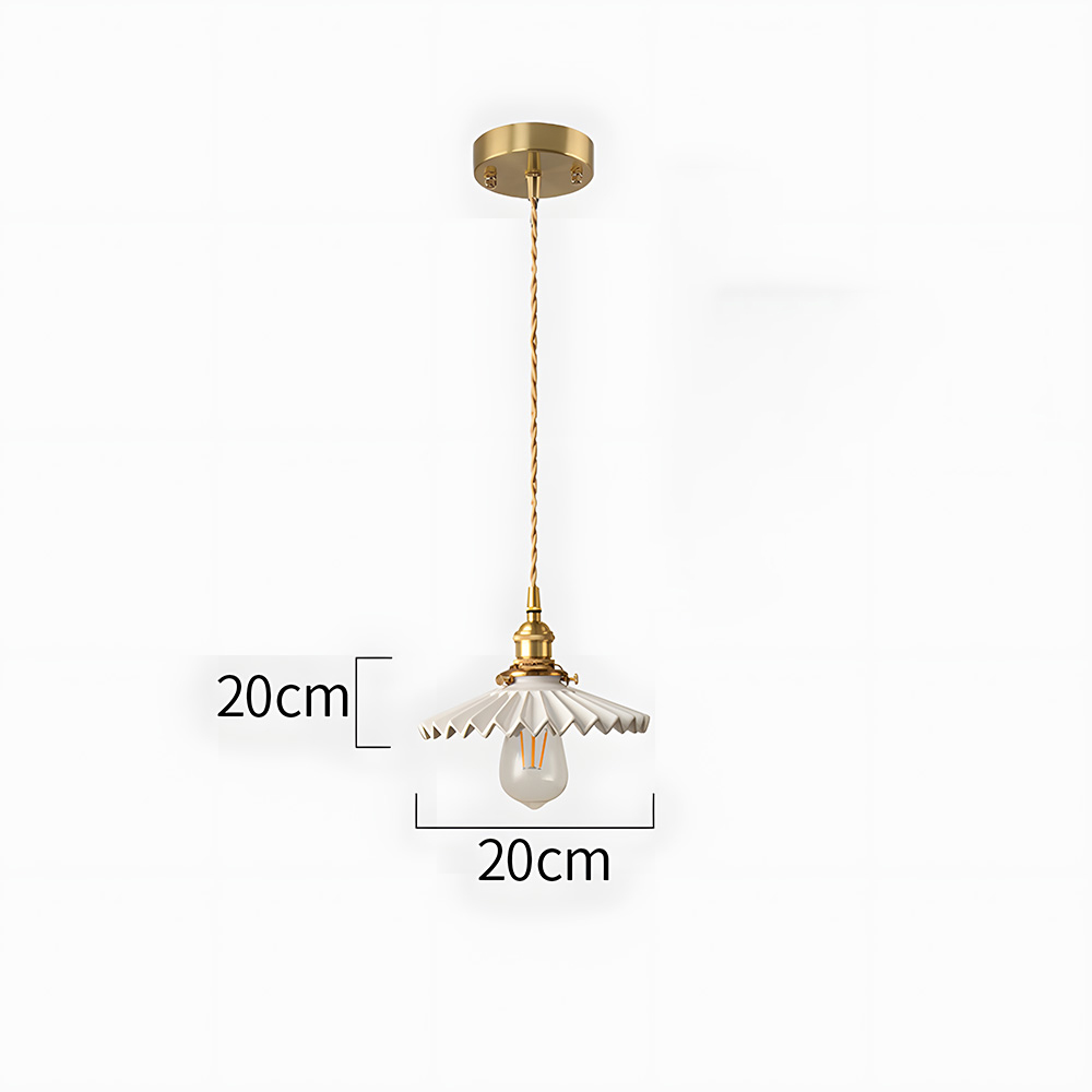 Nordic White Pleated Ceramic Bedroom Pendant Lighting
