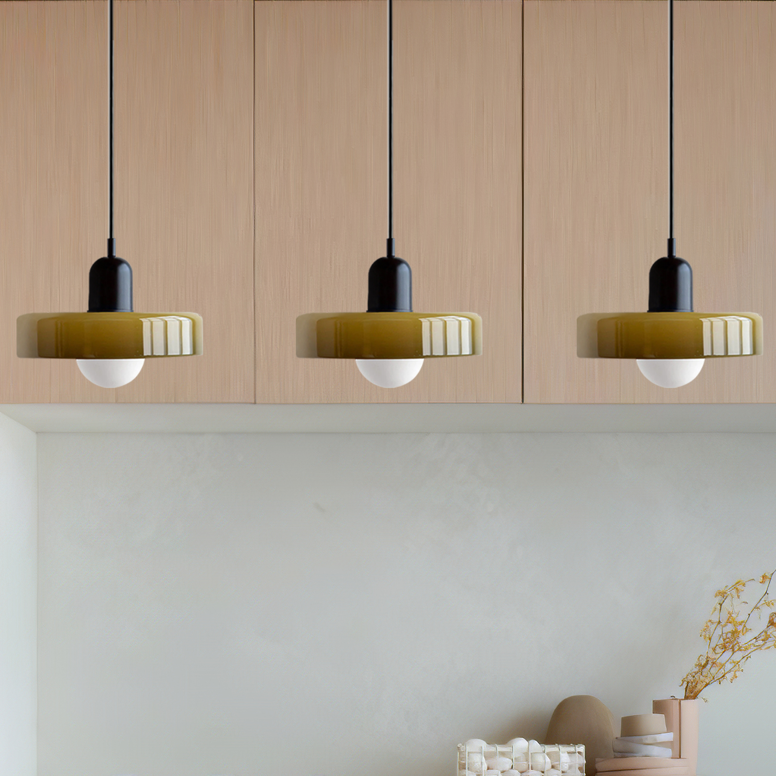 3 Heads Minimalism Art Decor Glass Pendant Light For Kitchen