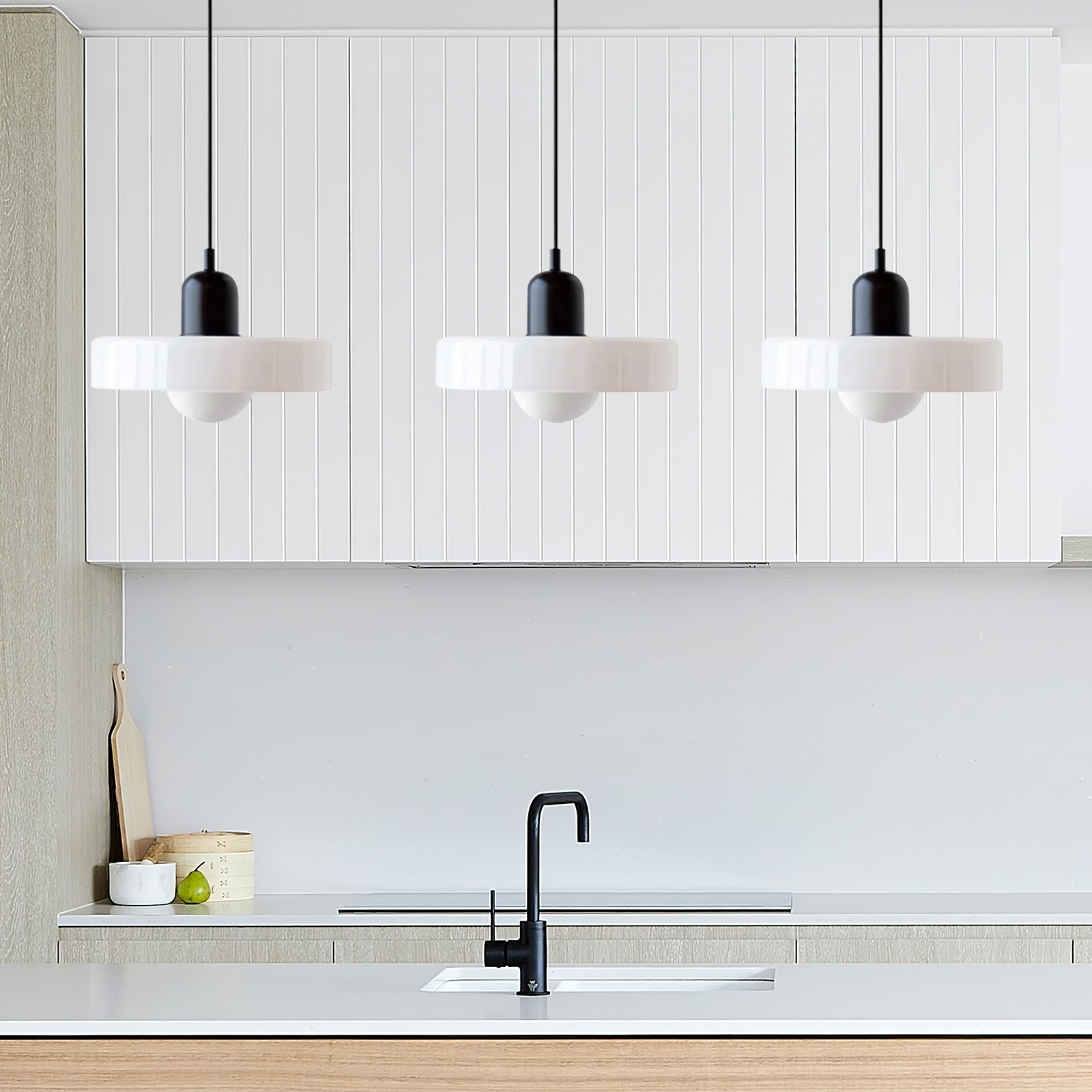 3 Heads Minimalism Art Decor Glass Pendant Light For Kitchen