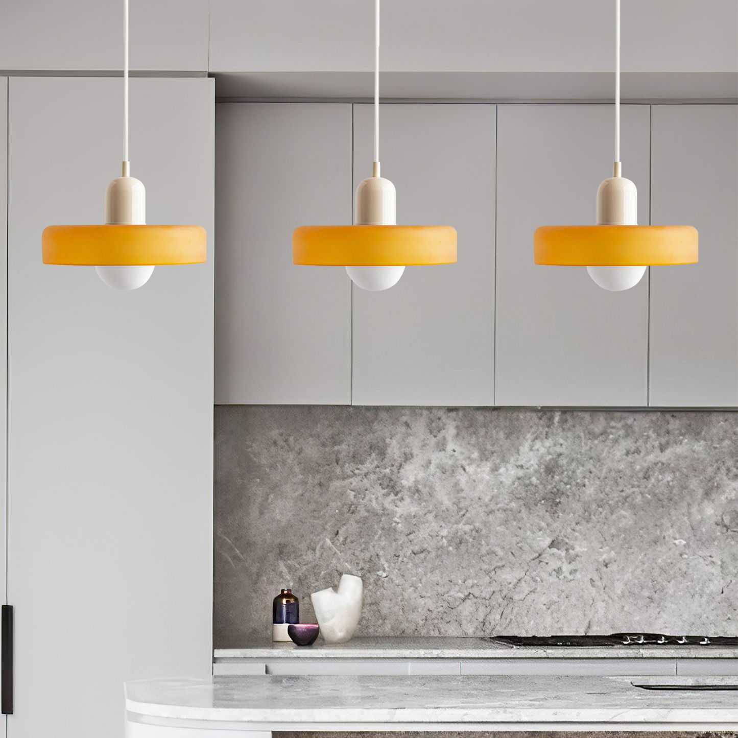 3 Heads Minimalism Art Decor Glass Pendant Light For Kitchen