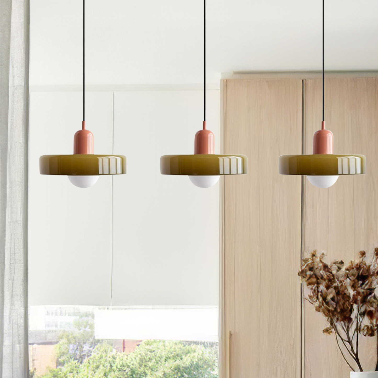 3 Heads Minimalism Art Decor Glass Pendant Light For Kitchen