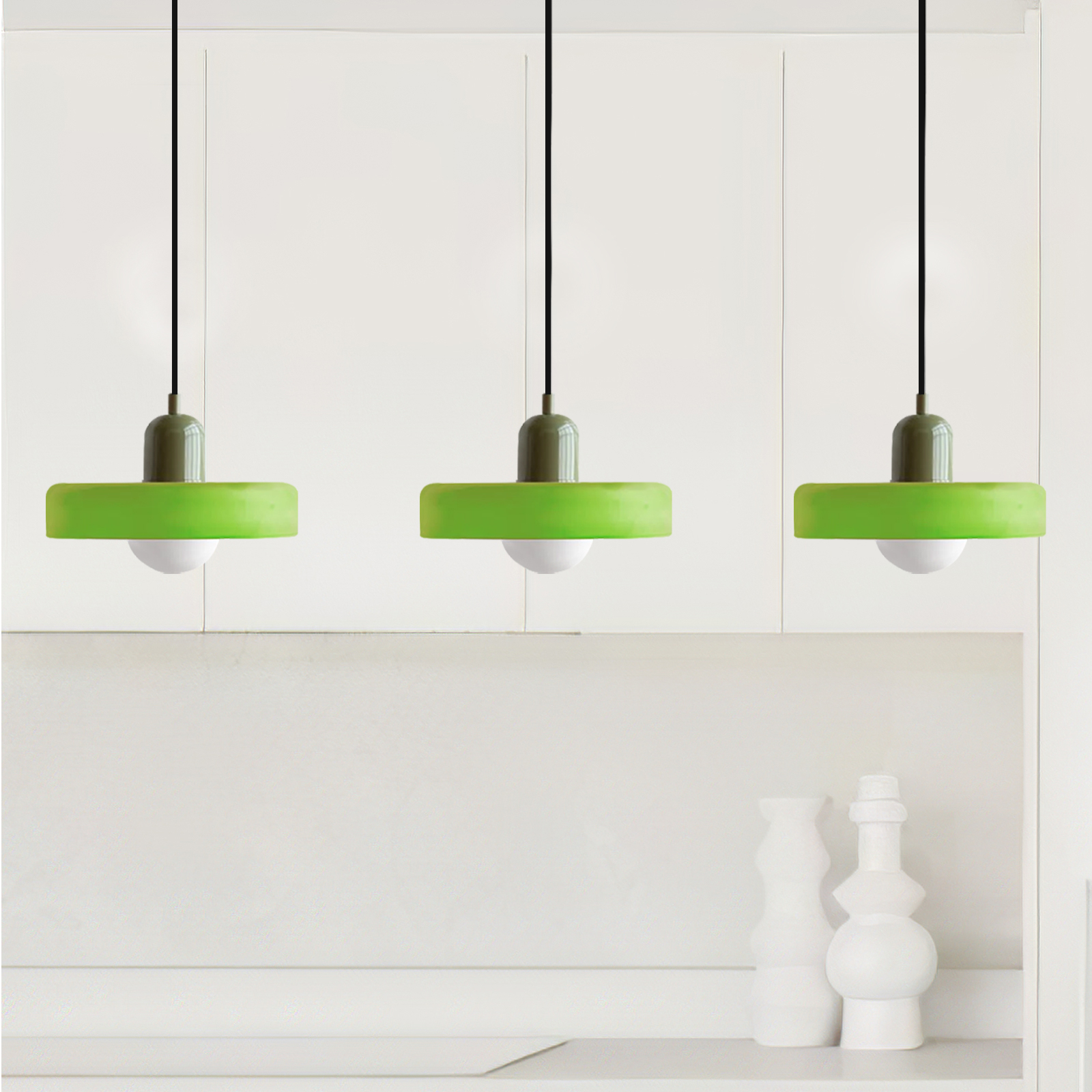 3 Heads Minimalism Art Decor Glass Pendant Light For Kitchen