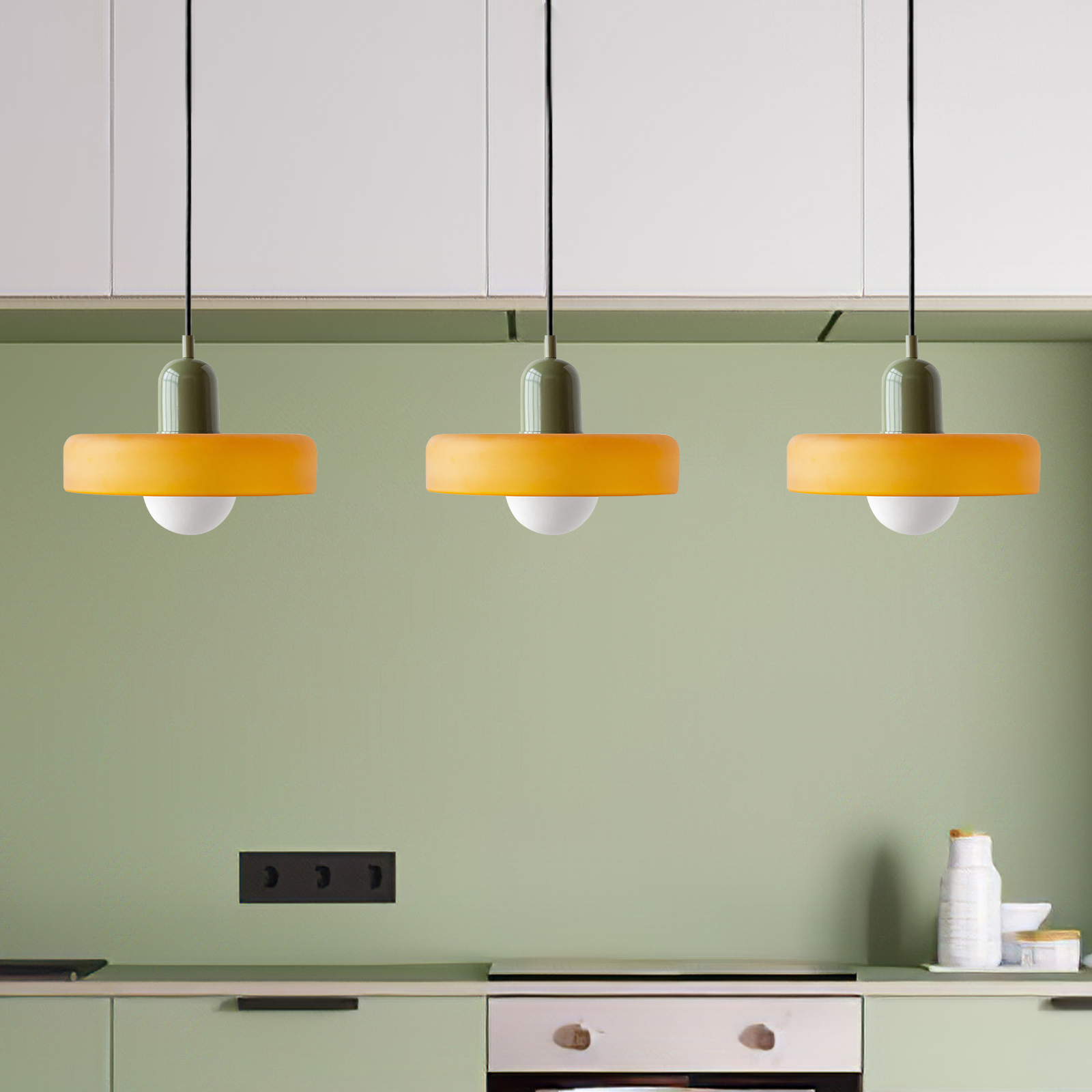 3 Heads Minimalism Art Decor Glass Pendant Light For Kitchen