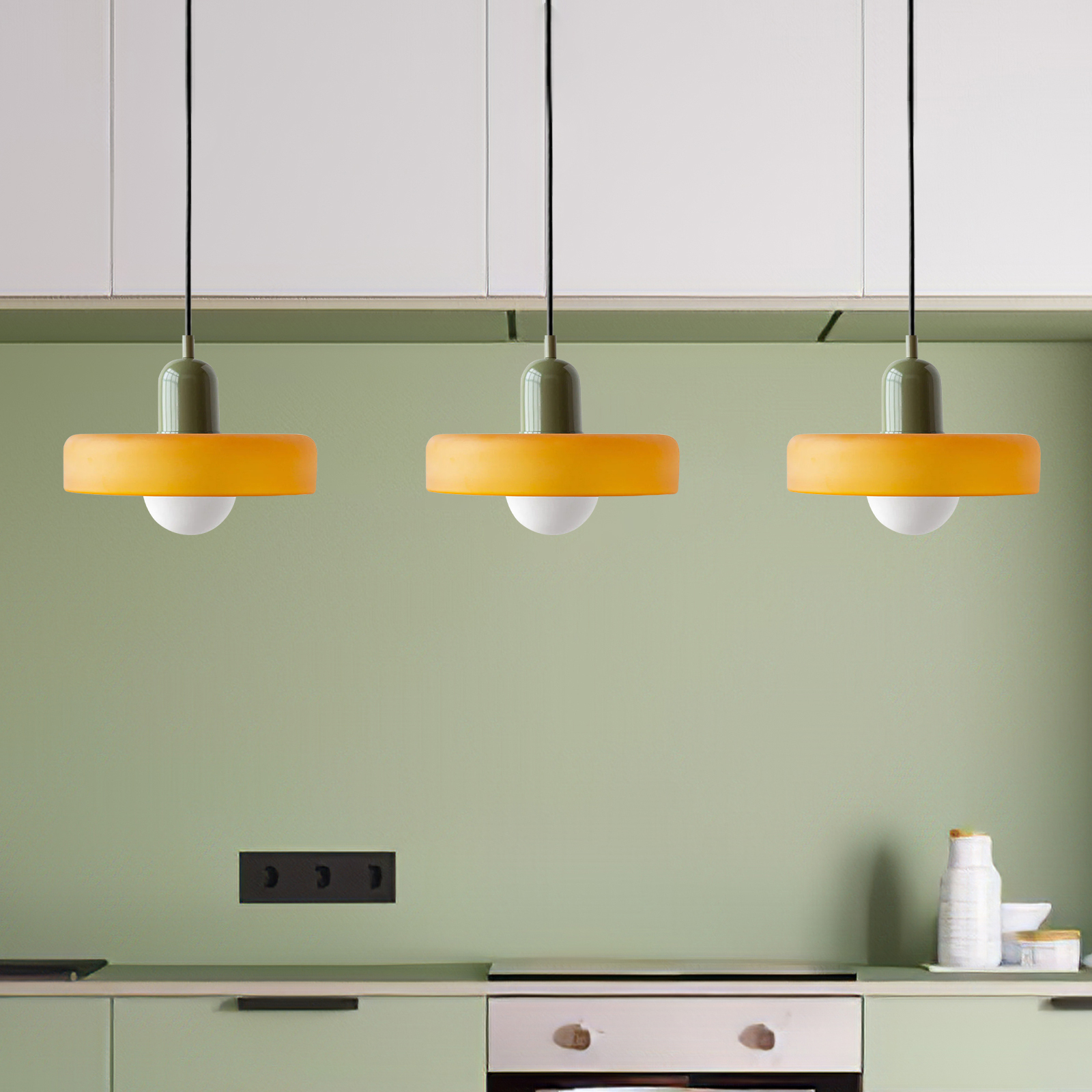 3 Heads Minimalism Art Decor Glass Pendant Light For Kitchen