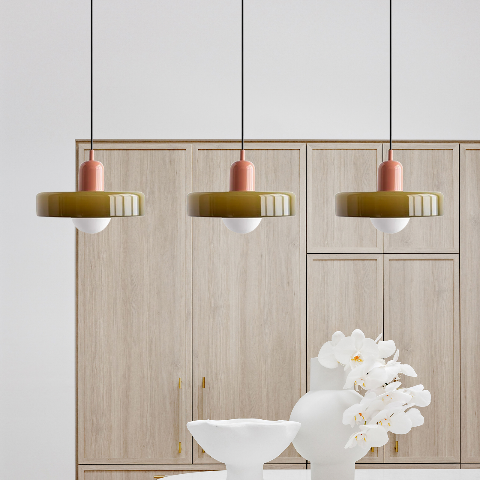 3 Heads Minimalism Art Decor Glass Pendant Light For Kitchen