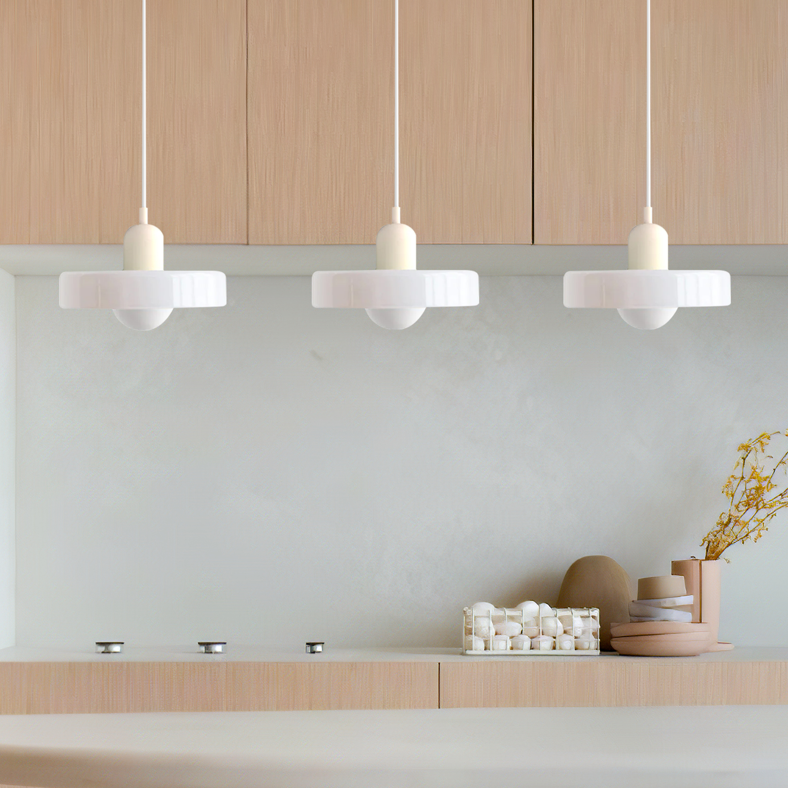 3 Heads Minimalism Art Decor Glass Pendant Light For Kitchen