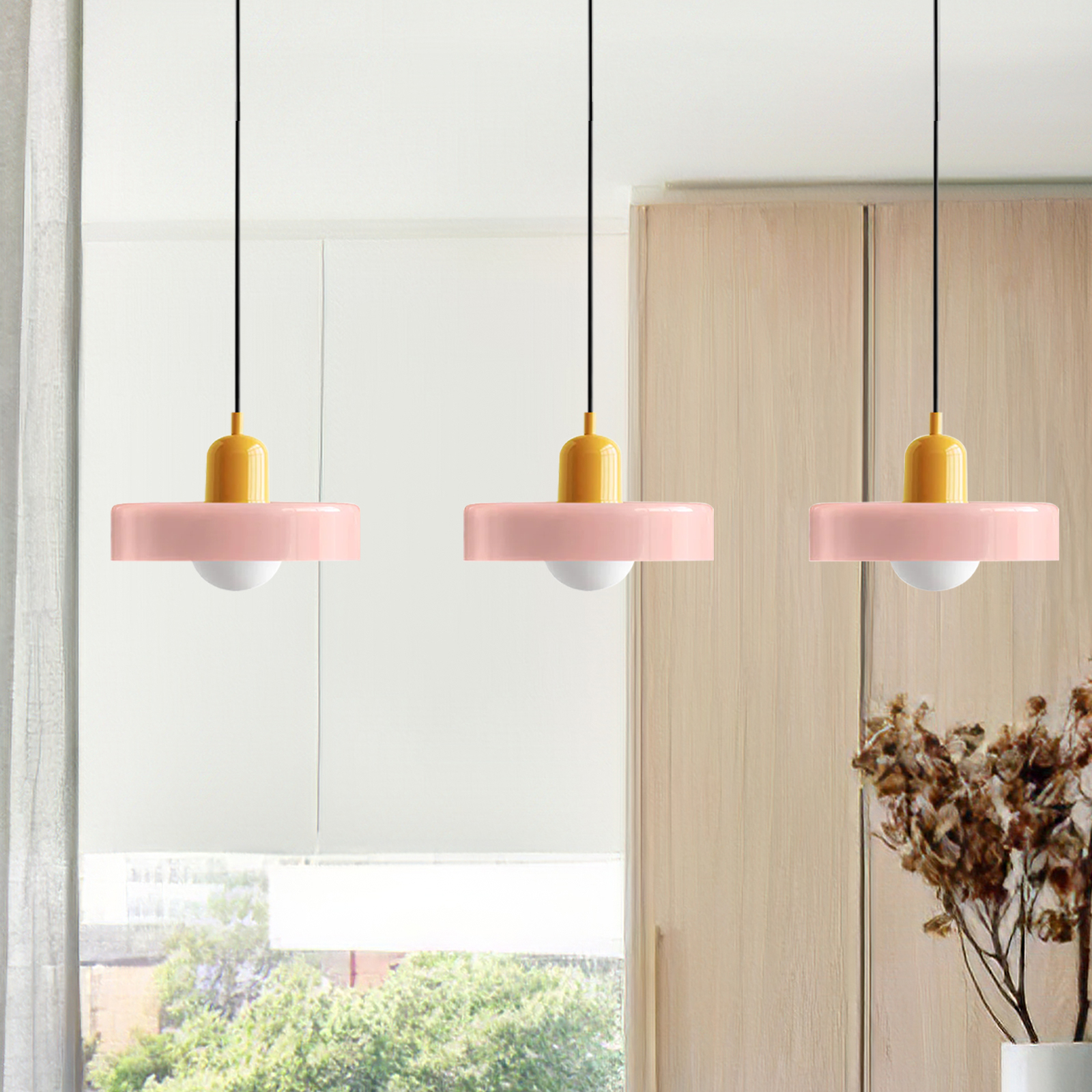 3 Heads Minimalism Art Decor Glass Pendant Light For Kitchen