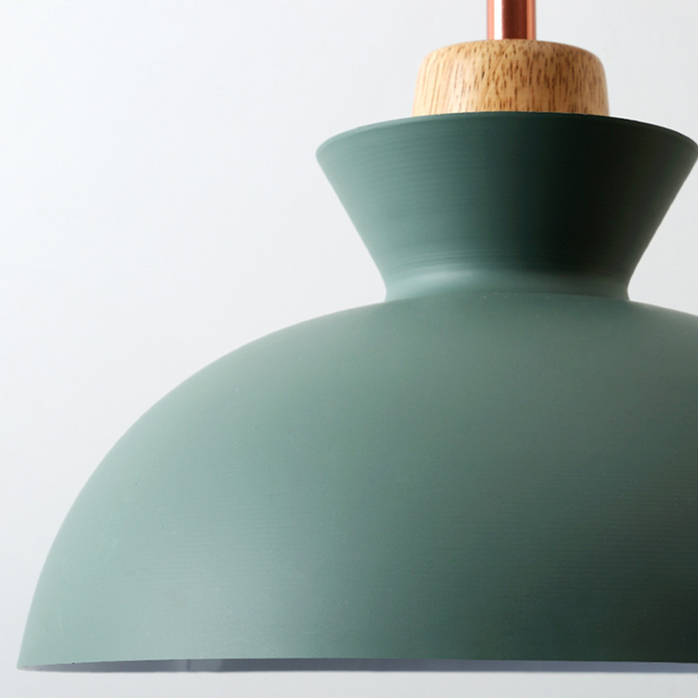 1-Bulb Art Decor Iron And Wood Round Pendant Lights For Dining Room