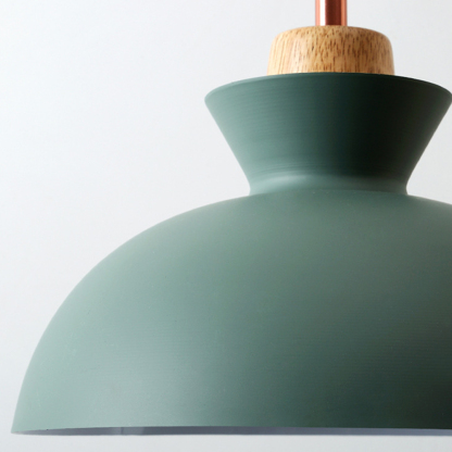 1-Bulb Art Decor Iron And Wood Round Pendant Lights For Dining Room