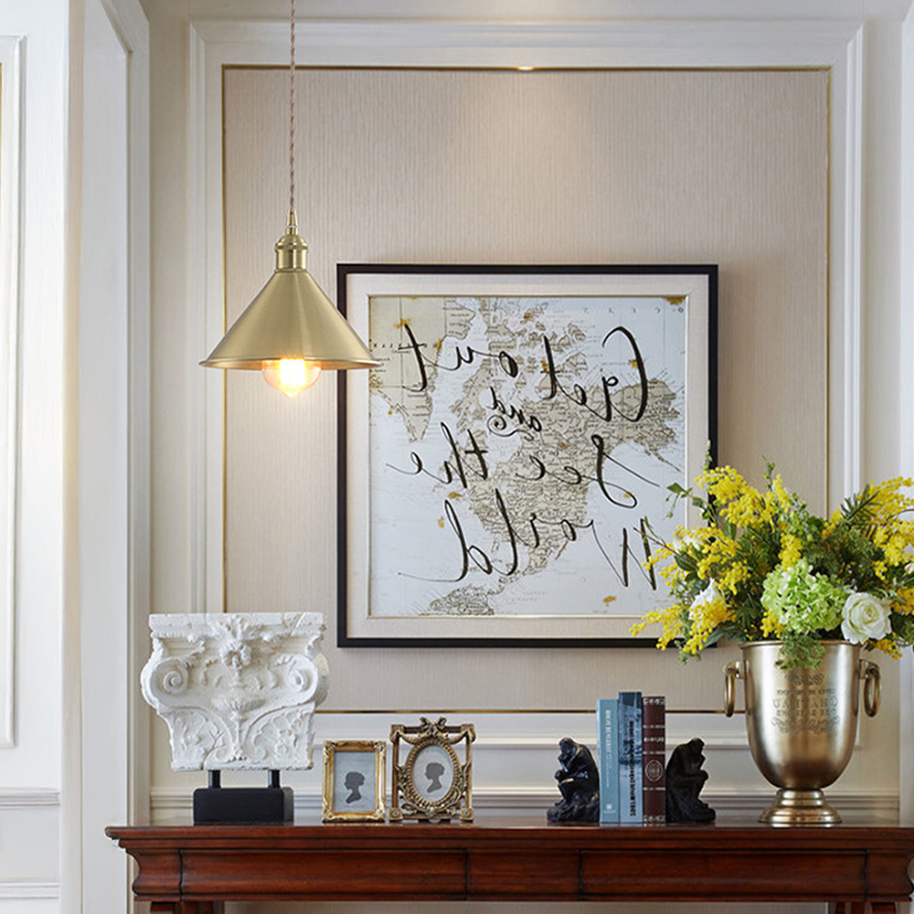 Retro Industrial Round Brass Pendant Lights For Kitchen