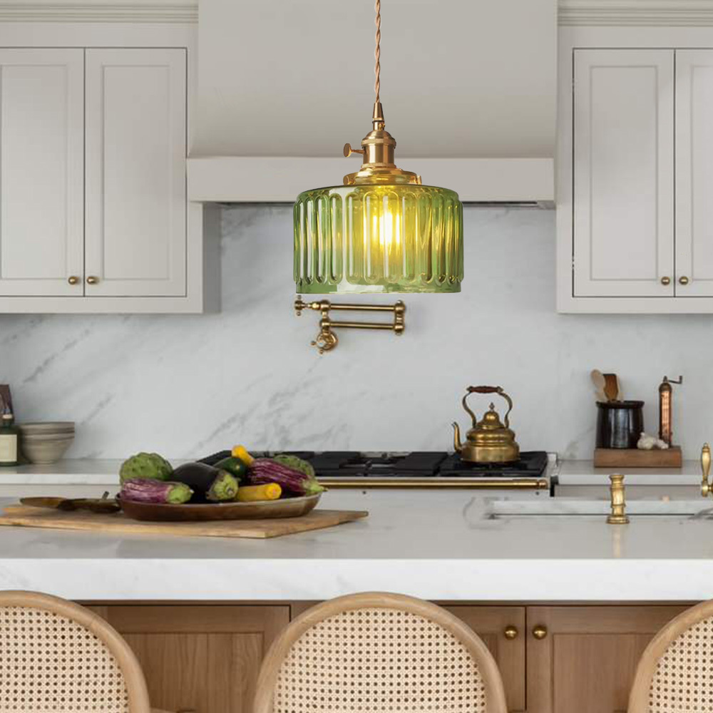 Retro Style Industrial Green Glass Pendant Lamp