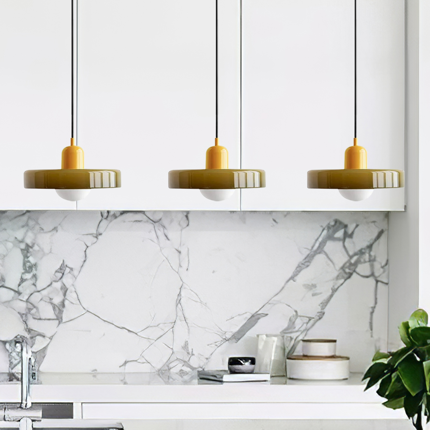 3 Heads Minimalism Art Decor Glass Pendant Light For Kitchen