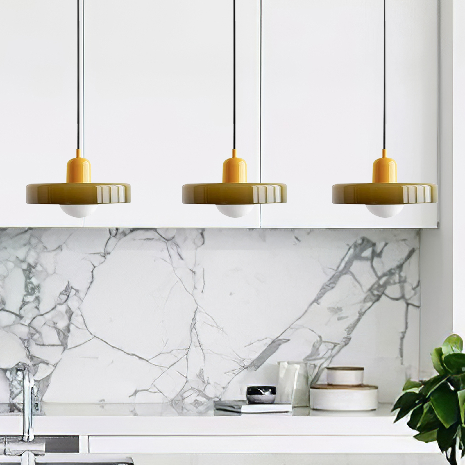 3 Heads Minimalism Art Decor Glass Pendant Light For Kitchen