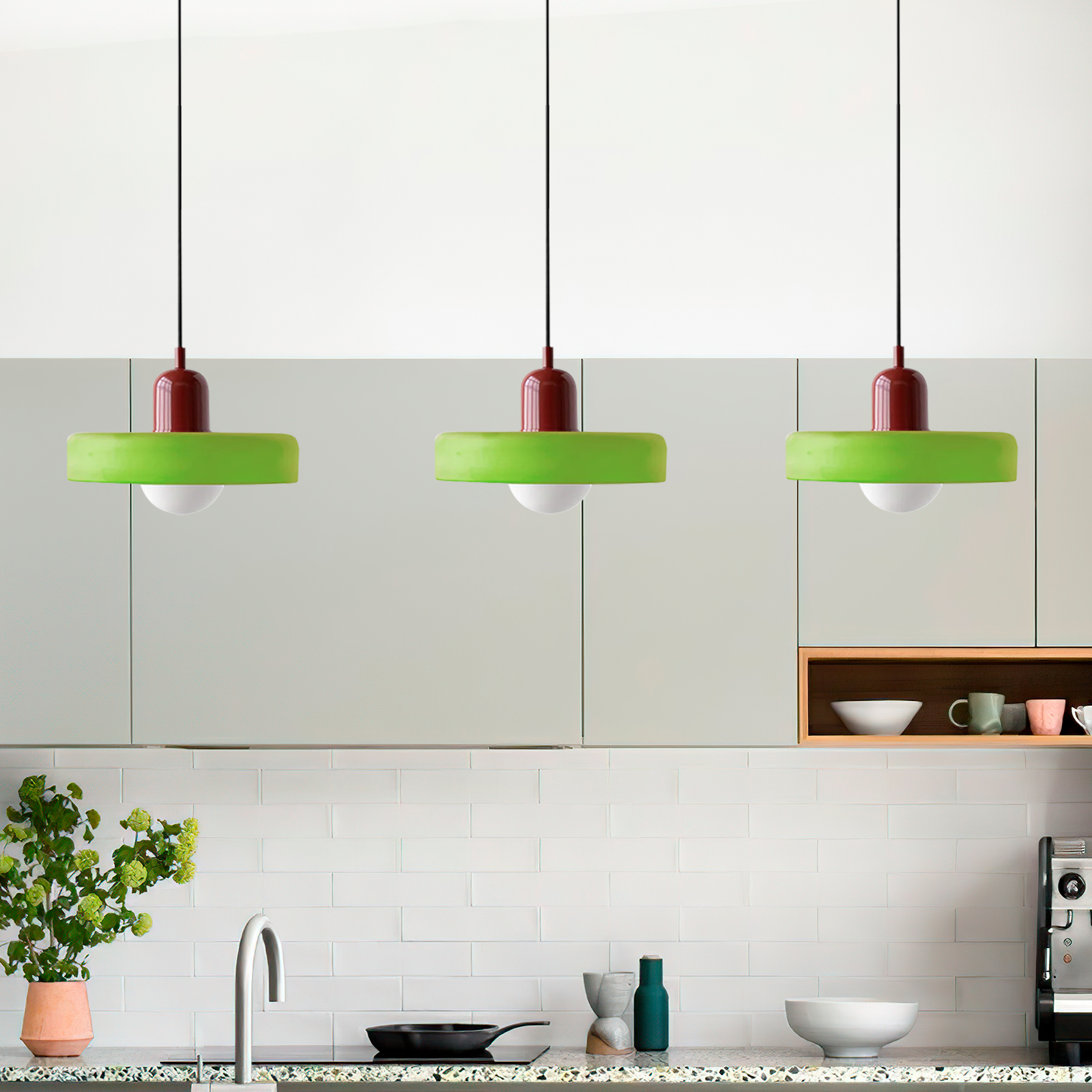 3 Heads Minimalism Art Decor Glass Pendant Light For Kitchen